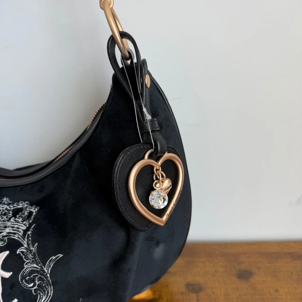 New Juicy Couture Need More Black Shoulder Hobo Handbag Wristlet Wallet Set Y2K
